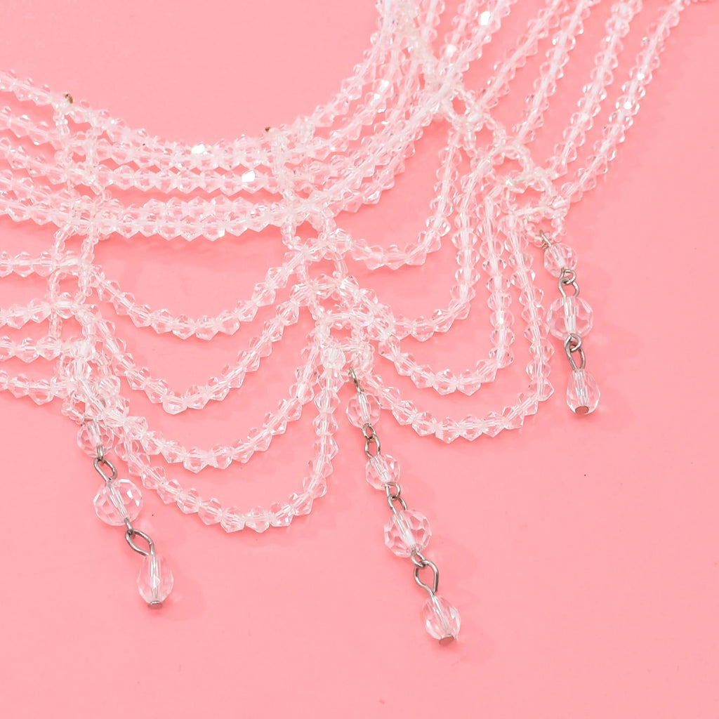 Fashion Black White Crystal Beads Necklace for Women Handmade Bohemian Drop Beaded  Choker Necklaces Ladies' Charm Jewelry