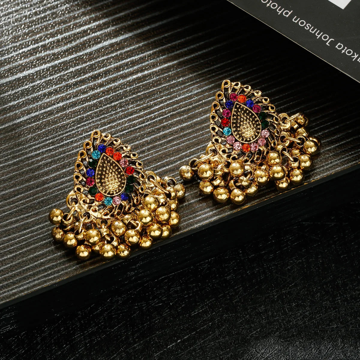 Bohemian Ethnic Tear Drop Pendientes Earrings Women Vintage Yellow Crystal Beads Tassel Dangle Earrings Indian Jewelry Bijoux