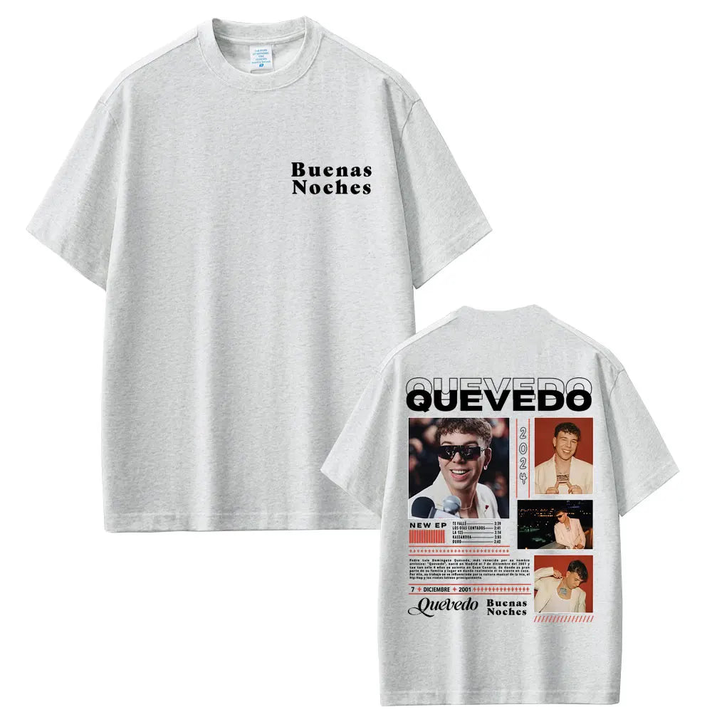 Rapper Quevedo Buenas Noches T-shirt Men Women Hip Hop Fashion Street Crewneck T Shirts Men's Cotton Casual Vintage Tee Shirt