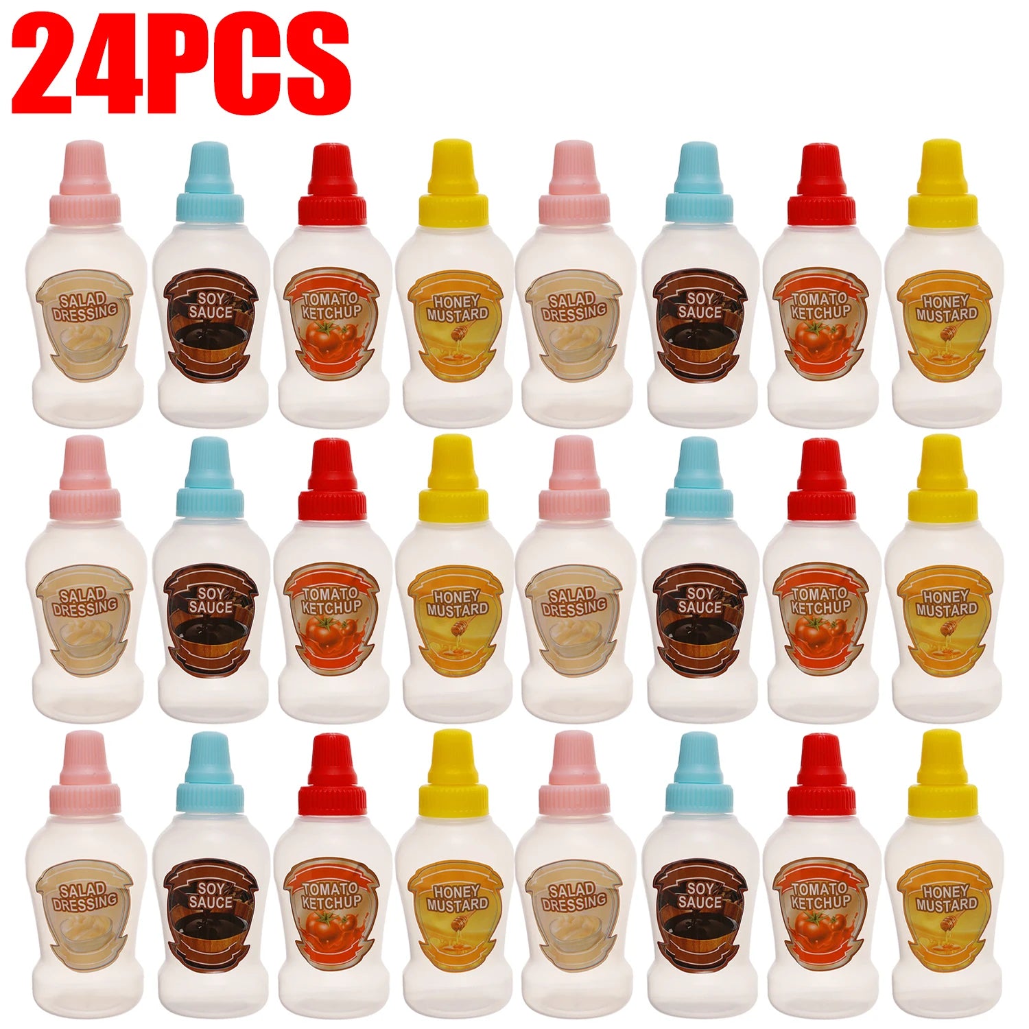 36/4x Mini Condiment Bottles Plastic Oval Squeeze Containers for Sauces Honey Salad Dressing Lunchbox Squeezable Containers Jars