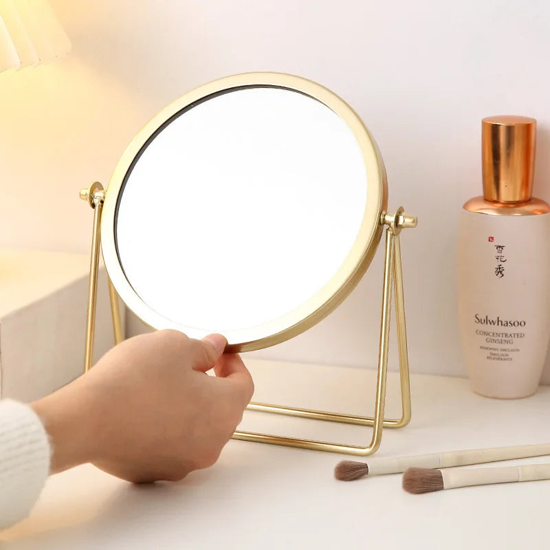360 Degrees Rotate Iron Desktop Mirror Texture Ladies Makeup Mirror Creative Iron Mirror Strong Sense Of Style