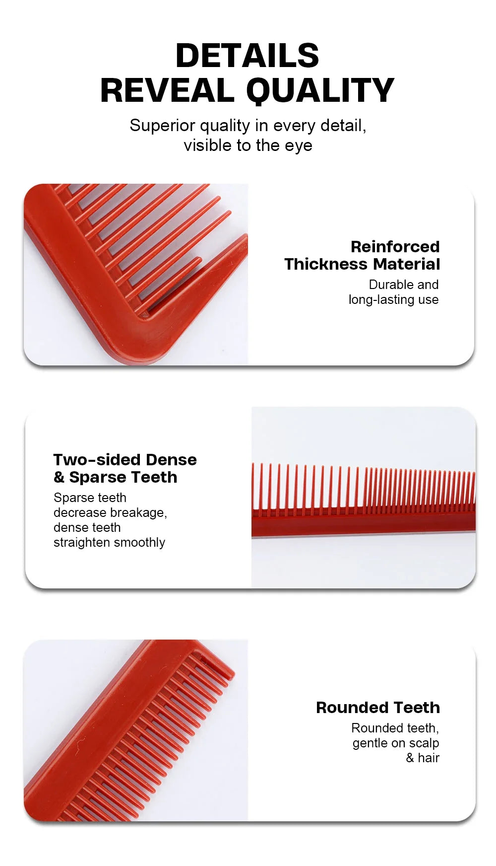 2pcs Set Professional Barbershop Hairdressing Dense Teeth Comb Anti-Static Edge Corner Comb Flat Haircut Styling Trimming Tools