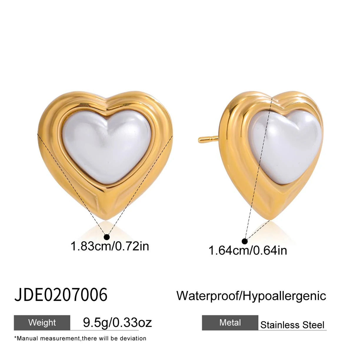 Uworld Exquisite Elegant Irregular Resin Pearls Ear Studs 18K PVD Stainless Steel Gold Color Fine Textured Smooth Earrings For W