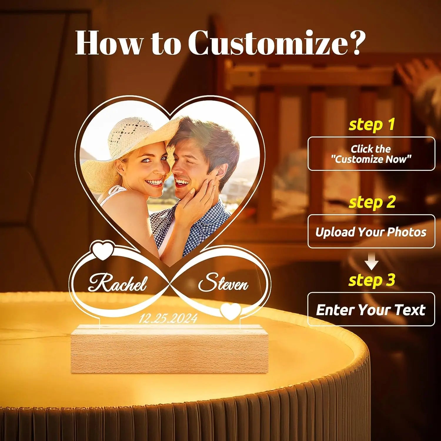 Customized Spotify Music Plaque Gifts For Anniversary Valentine Day Personalized Acrylic Photo Frame Lamp Copule Romantic Gifts