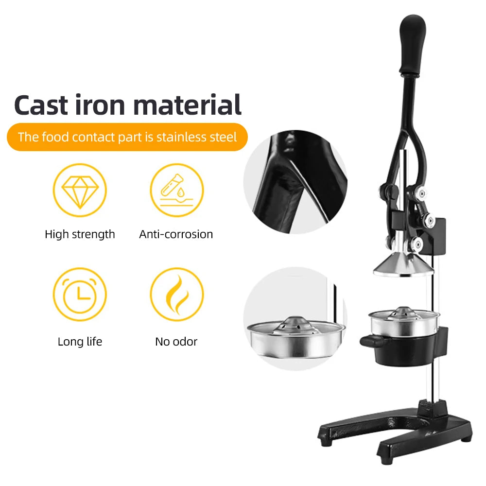 Hand Press Juicer Machine Kitchen Cast-Iron Squeezer Commercial HeavyDuty Countertop Stainless Steel Sturdy Manual Citrus Press