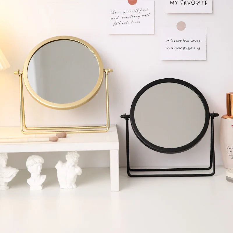 360 Degrees Rotate Iron Desktop Mirror Texture Ladies Makeup Mirror Creative Iron Mirror Strong Sense Of Style