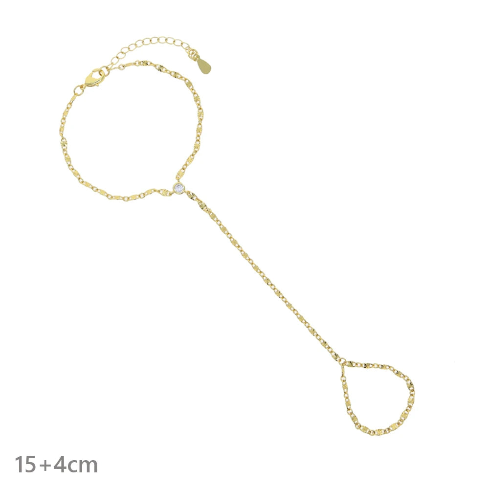 2025 New Micro Pave Clear CZ Tassel Hand Chain Bracelet Gold Color With Round CZ Station Double Chain Fashion Women Jewelry