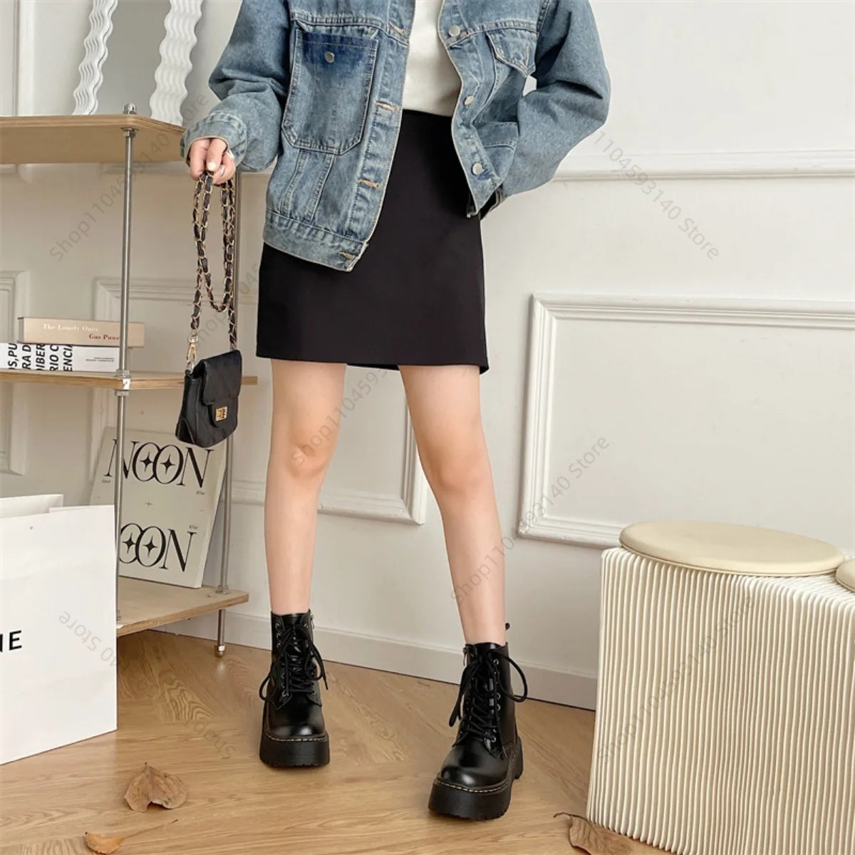 Minimalist Women Boots Casual Shoes Leather Chelsea ladies Classic Punk Female Goth Shoes High Platform Boots Women Botas Mujer