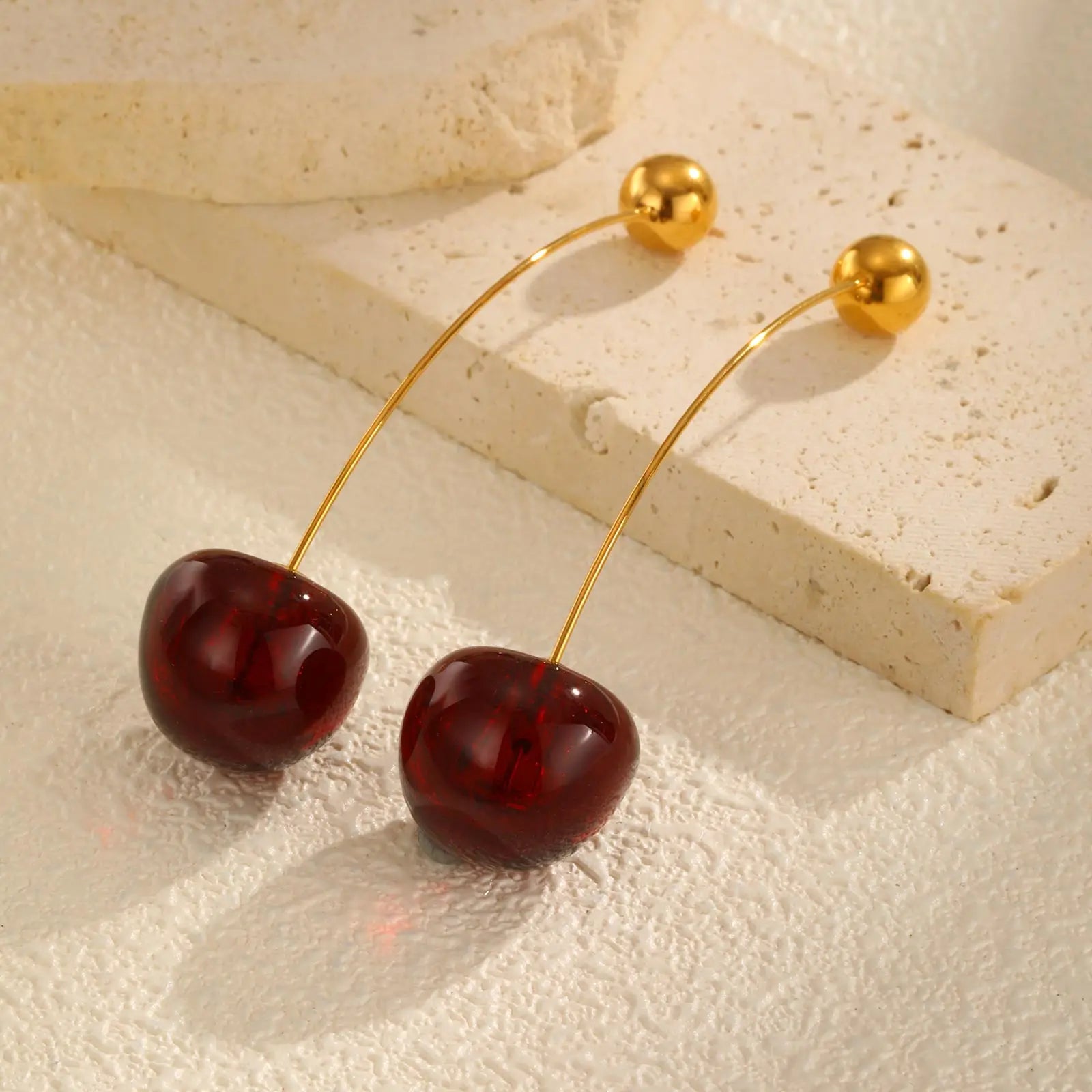 Unique Solid Cherry Earrings,Women's Stainless Steel Earrings,Trendy Party Jewelry Mother's Day Gift