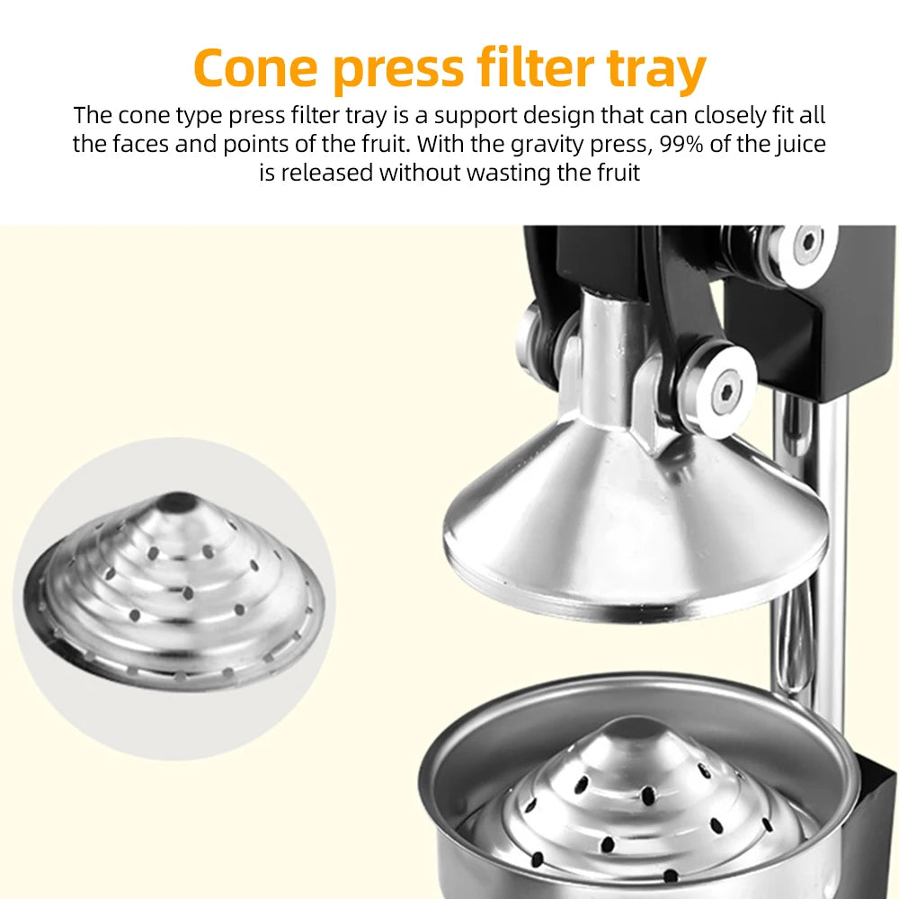 Hand Press Juicer Machine Kitchen Cast-Iron Squeezer Commercial HeavyDuty Countertop Stainless Steel Sturdy Manual Citrus Press