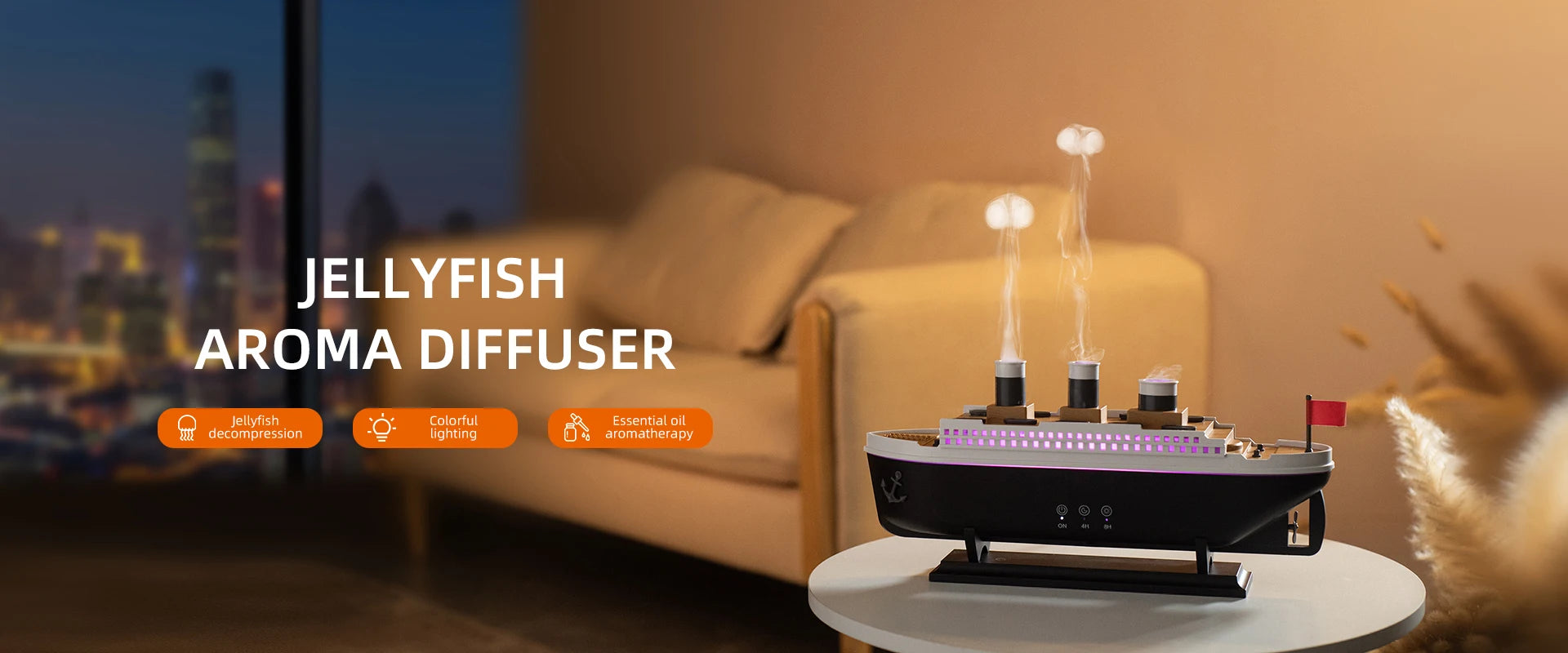 Dynamic Jellyfish Air Humidifier 250ml Essential Oil Diffuser Remote Control Bedroom Humidifier With 7 Colorful Night Lights