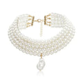 Multi Layer Pearl Necklace Fashionable Four Layer Collarbone Chain Collar Exaggerated Personality Necklace Choker Accessory