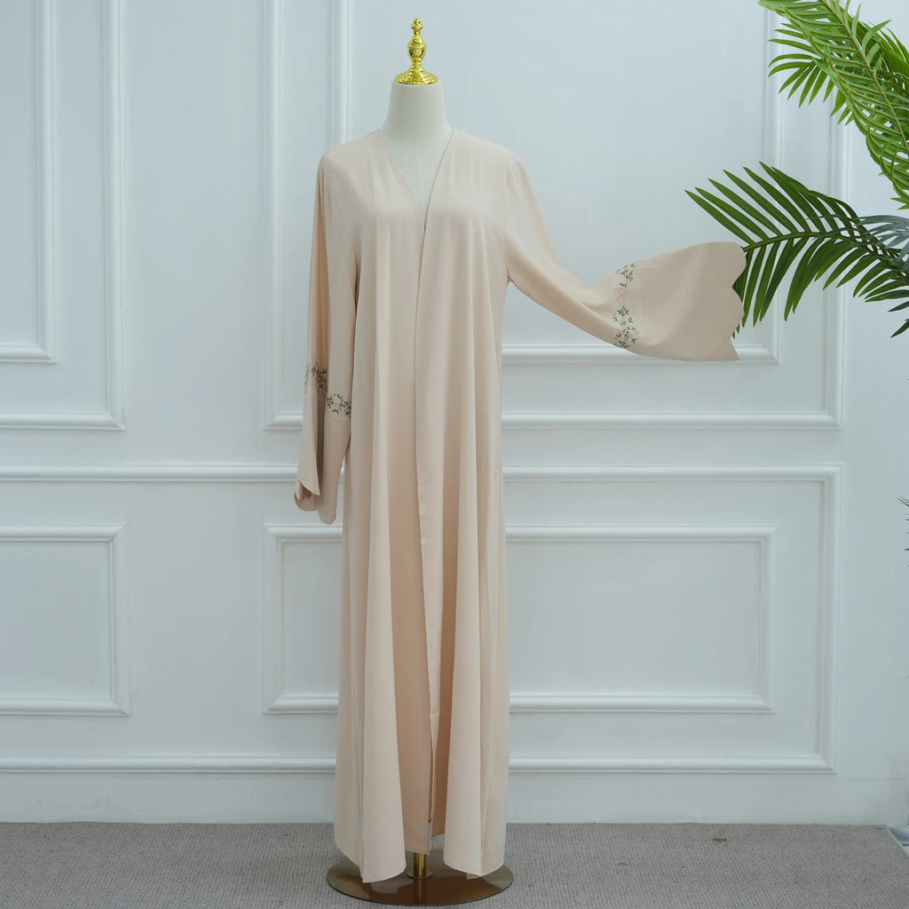 Embroidery Open Abaya and Hijab 2 Piece Set Muslim Dress Abayas for Women Dubai Luxury Islamic Clothing Kaftan Robe Ramadan Eid