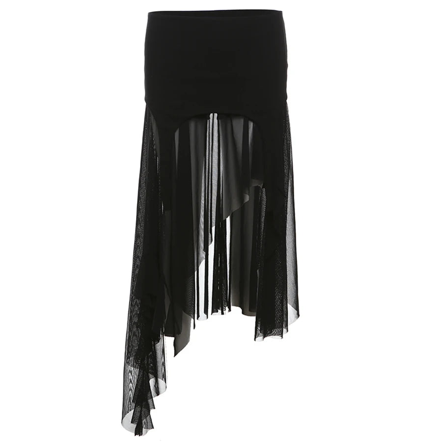 Nibber 2024 Summer Solid Color Simple All-match Casual Sexy Fimbriate High Street Trendy Cool Women's Laminated Ruffled Skirt