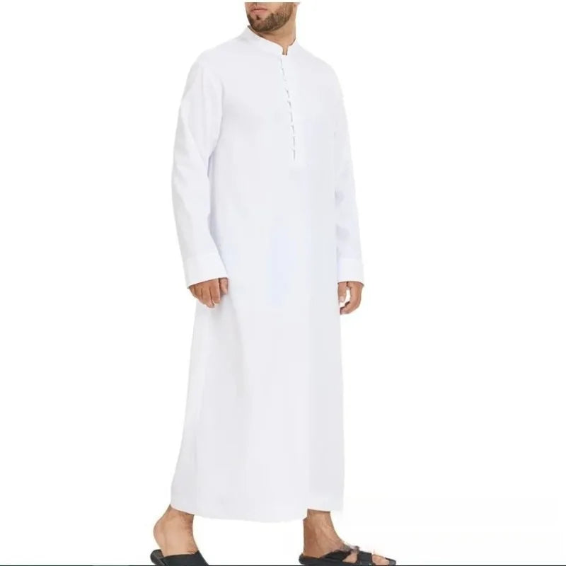 2026 Arab Middle East Men's Robe Loose Stand-up Collar New Round Neck Robe