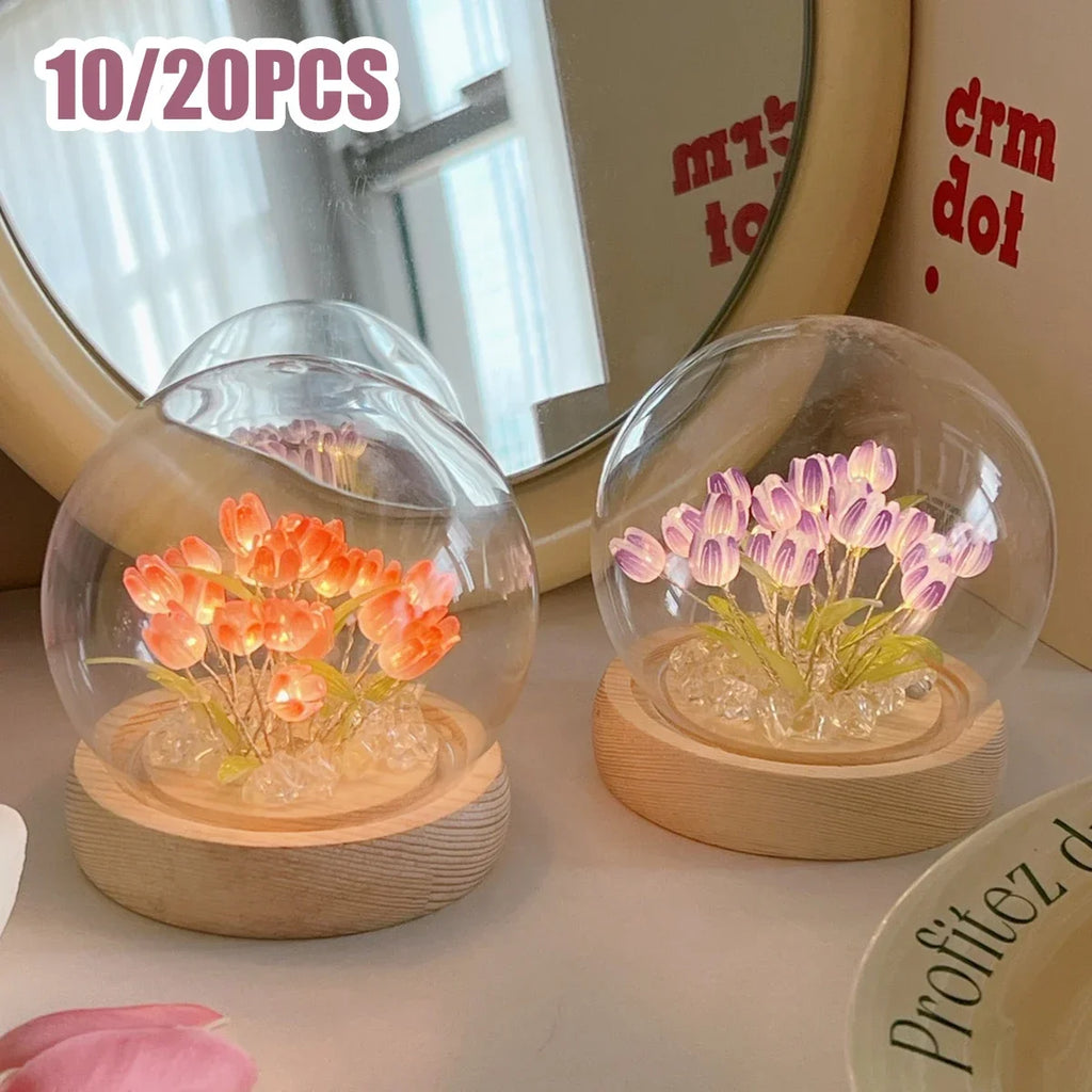 LED DIY Handmade Mini Tulip Night Light Materials Cute Home Decor Birthday Gift For Girl Family Friend Child Christmas Ornament