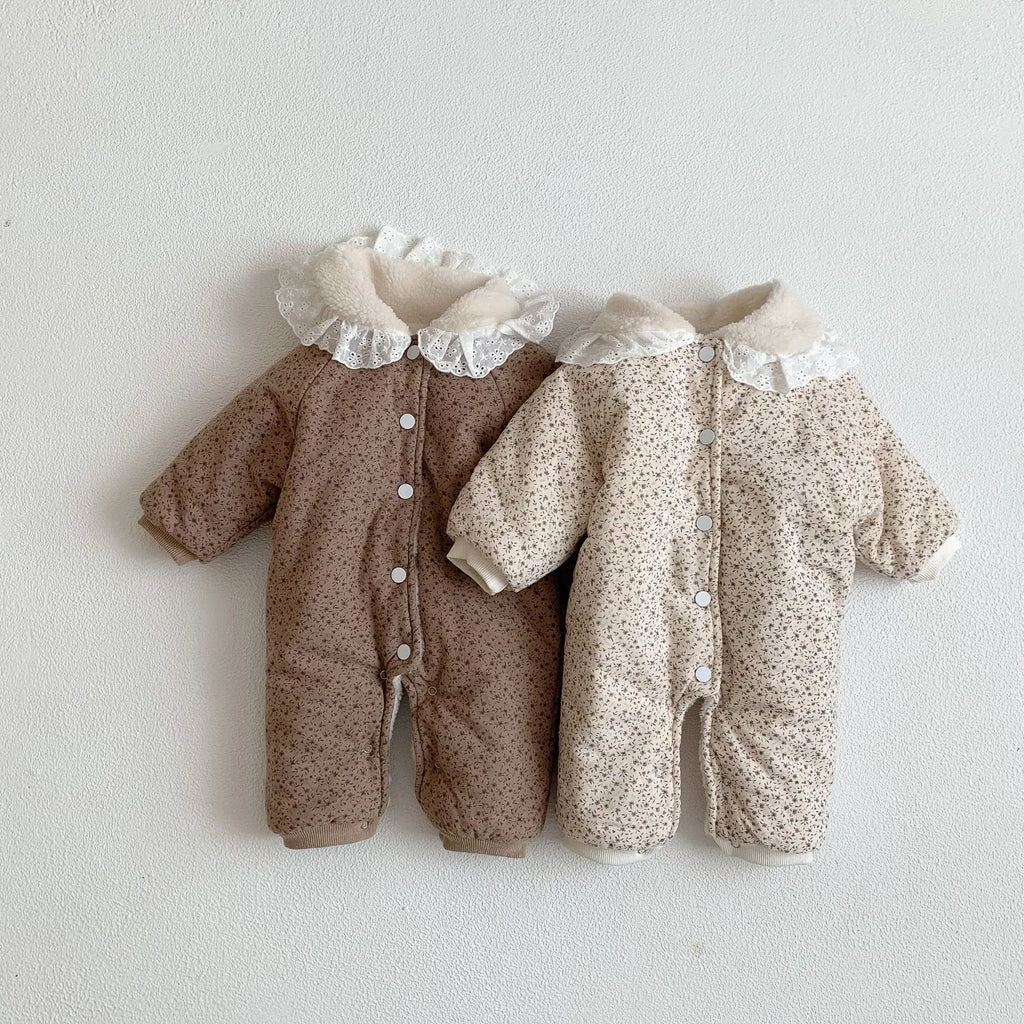 2025 Winter Plush Thicken Baby Romper Toddler Girls Boys Jumpsuit One-Pieces Bodysuits Baby Padded Thickened Crawling Suit