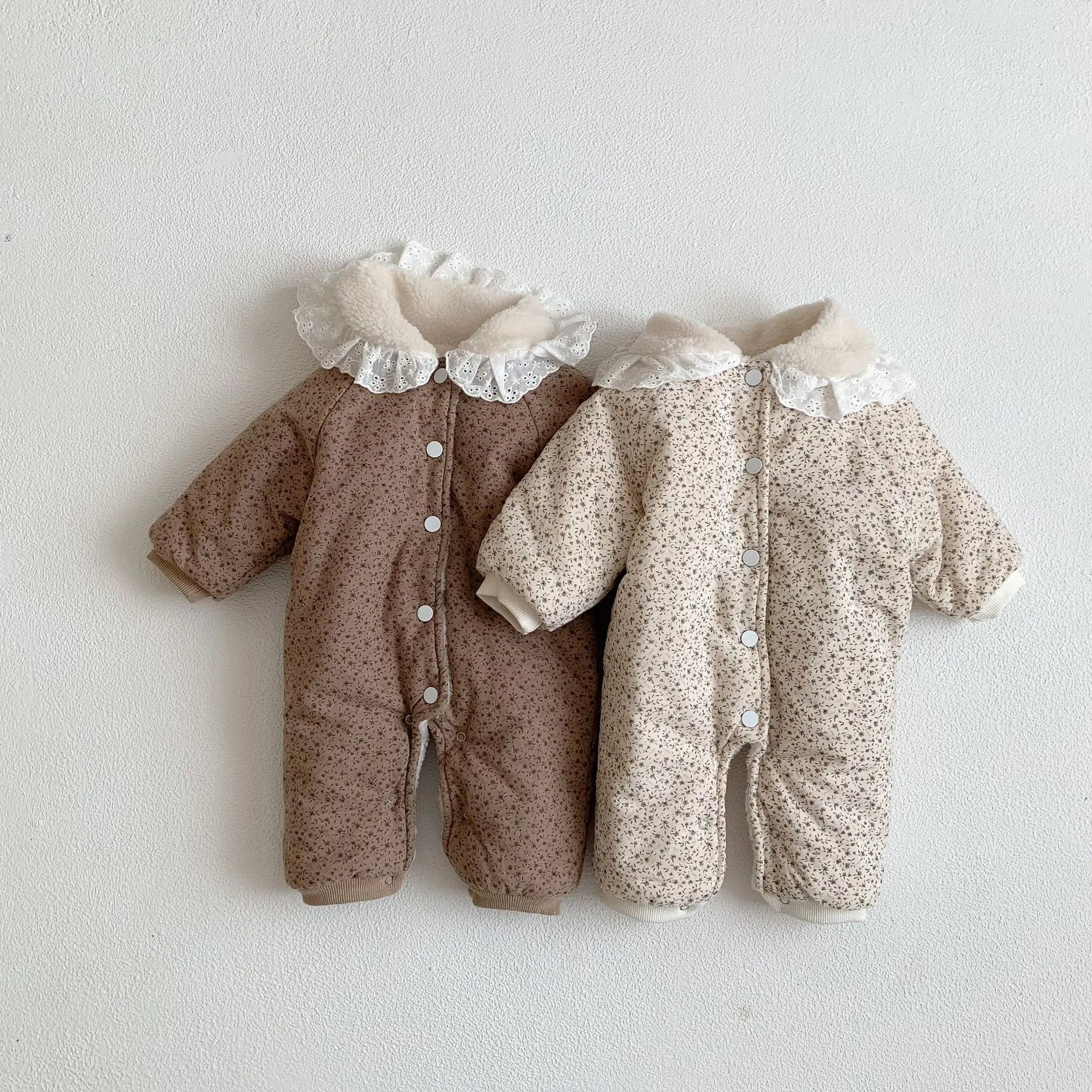 2025 Winter Plush Thicken Baby Romper Toddler Girls Boys Jumpsuit One-Pieces Bodysuits Baby Padded Thickened Crawling Suit