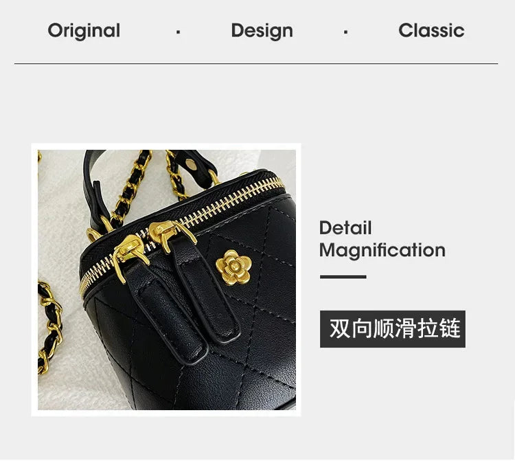Small Shoulder Bucket Bag For Women Classic Mini Clutches Female Small Square Box Crossbody Metal Chain Handbag