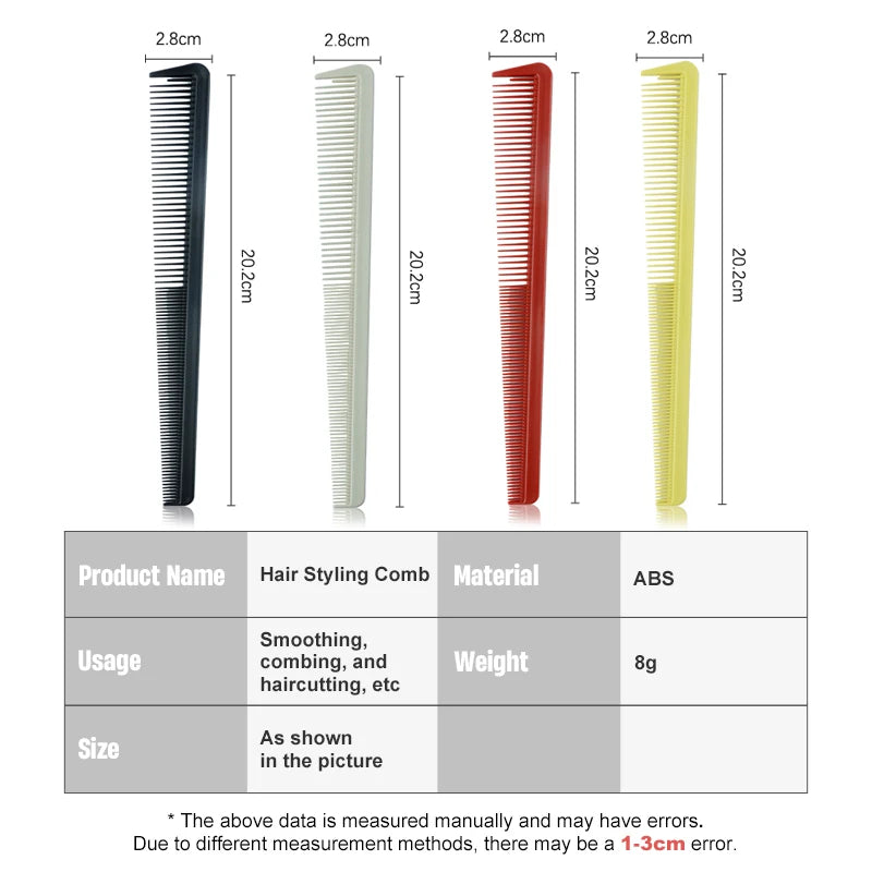 2pcs Set Professional Barbershop Hairdressing Dense Teeth Comb Anti-Static Edge Corner Comb Flat Haircut Styling Trimming Tools