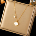 EILIECK 316L Stainless Steel Gold Color Shell Starfish Zircon Pendant Necklace For Women Fashion New Gift Neck Chain Jewelry