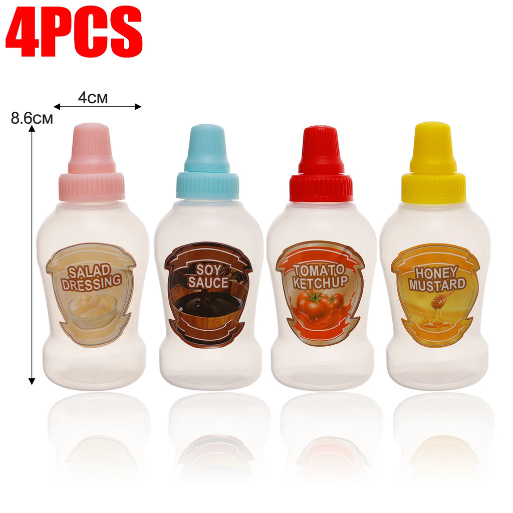 36/4x Mini Condiment Bottles Plastic Oval Squeeze Containers for Sauces Honey Salad Dressing Lunchbox Squeezable Containers Jars