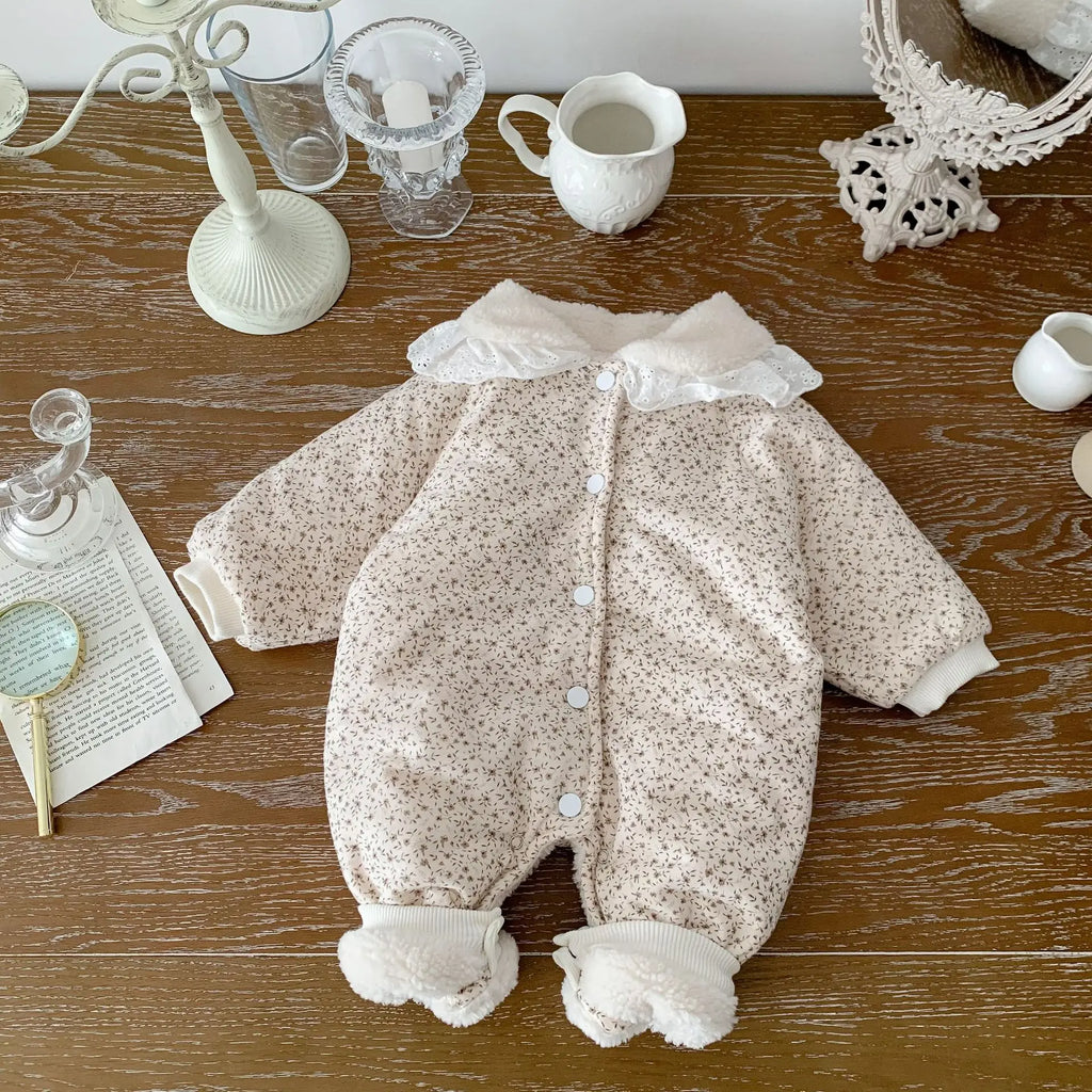 2025 Winter Plush Thicken Baby Romper Toddler Girls Boys Jumpsuit One-Pieces Bodysuits Baby Padded Thickened Crawling Suit