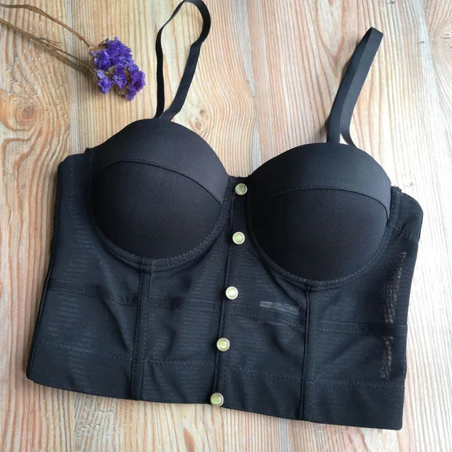 Women's Full Beads Corset Top Sexy Pearls Short Chest Binder Camisole Tube Bra Debardeur for Nightclub Junior Polyester Lingerie