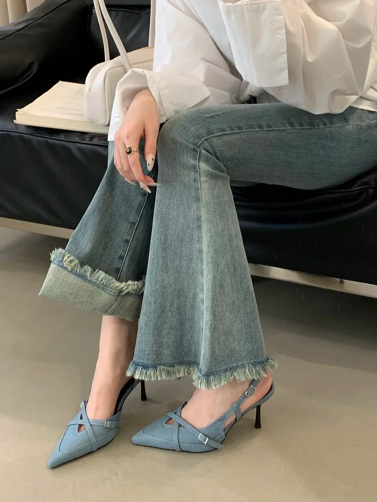 Eilyken Street Style Buckle Strap Women Pumps Pointed Toe Thin High Heels Banquet Slingback Party Shoes Zapatos De Mujer