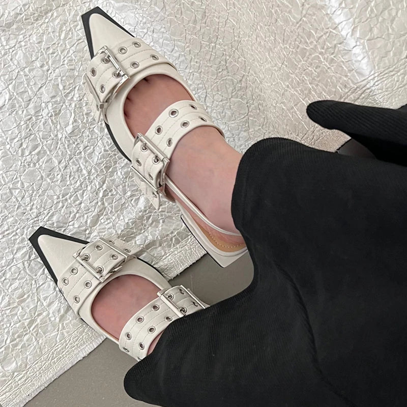 Women Flat With Shoes 2025 Designer Luxury Buckle Fashion Ladies Flats Shoes Slingback Pointed Toe Casual Female Sandals Mules