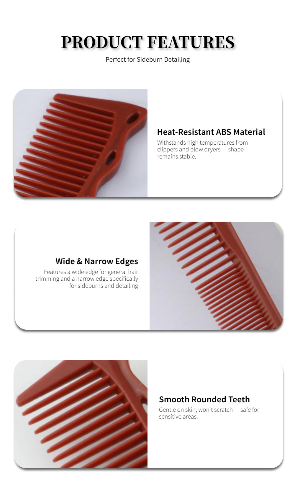 1/5PCS Barber Side Corners Fade Combs Pro Tapered Haircut Combs For Men Women Heat Resistant Smooth Hair Comb Styling Tools