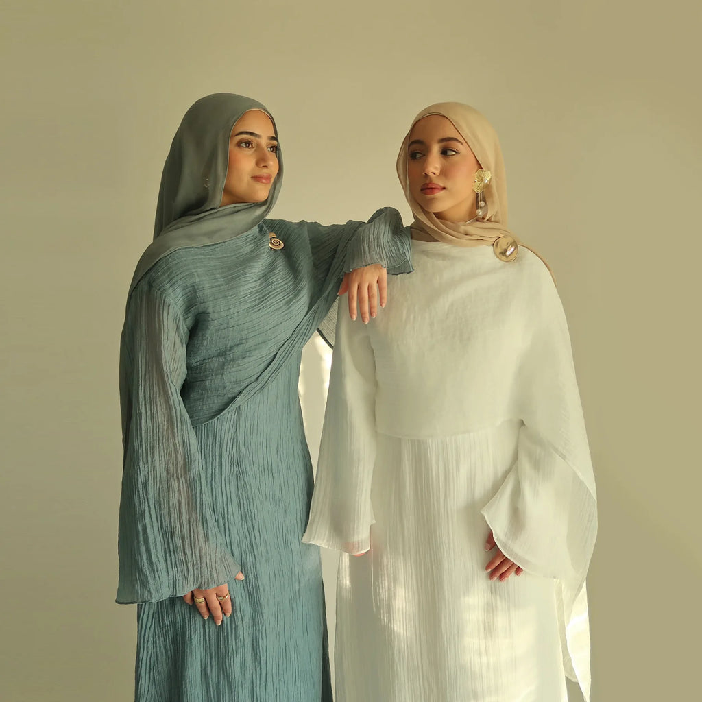 Two Piece Middle East Muslim Cardigan Set for Women Ramadan Eid Dubai Modest Abaya Dress Elegant Islam Solid Turkey Robe Outfit