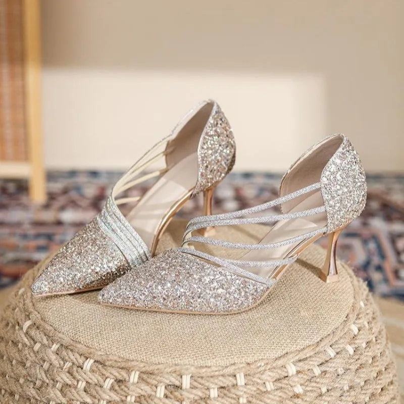 Fashion Sexy Ladies Party Sandals High Heels 2025 Pointed Toe Shin Women Pumps Summer Hot Sale Sandals 34-43 Sandalias De Mujer