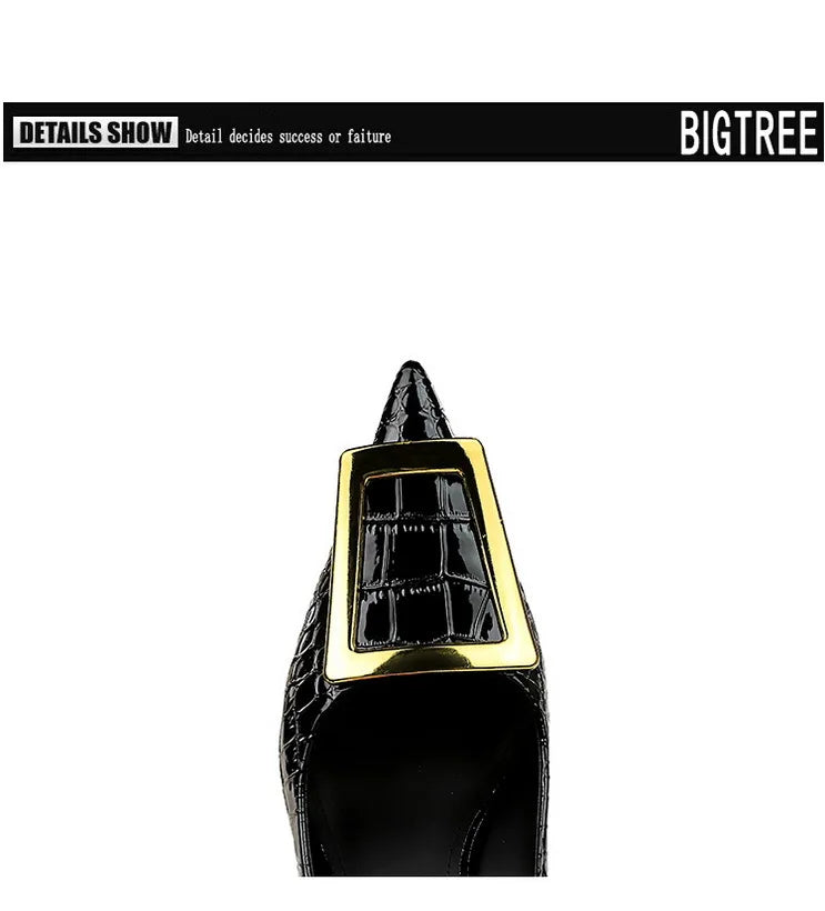 BIGTREE Shoes Women 10 Cm Metal Buckle Ladies Pumps Luxury Women's Banquet Shoes Stilettos High Heels Women Sexy Party Shoes