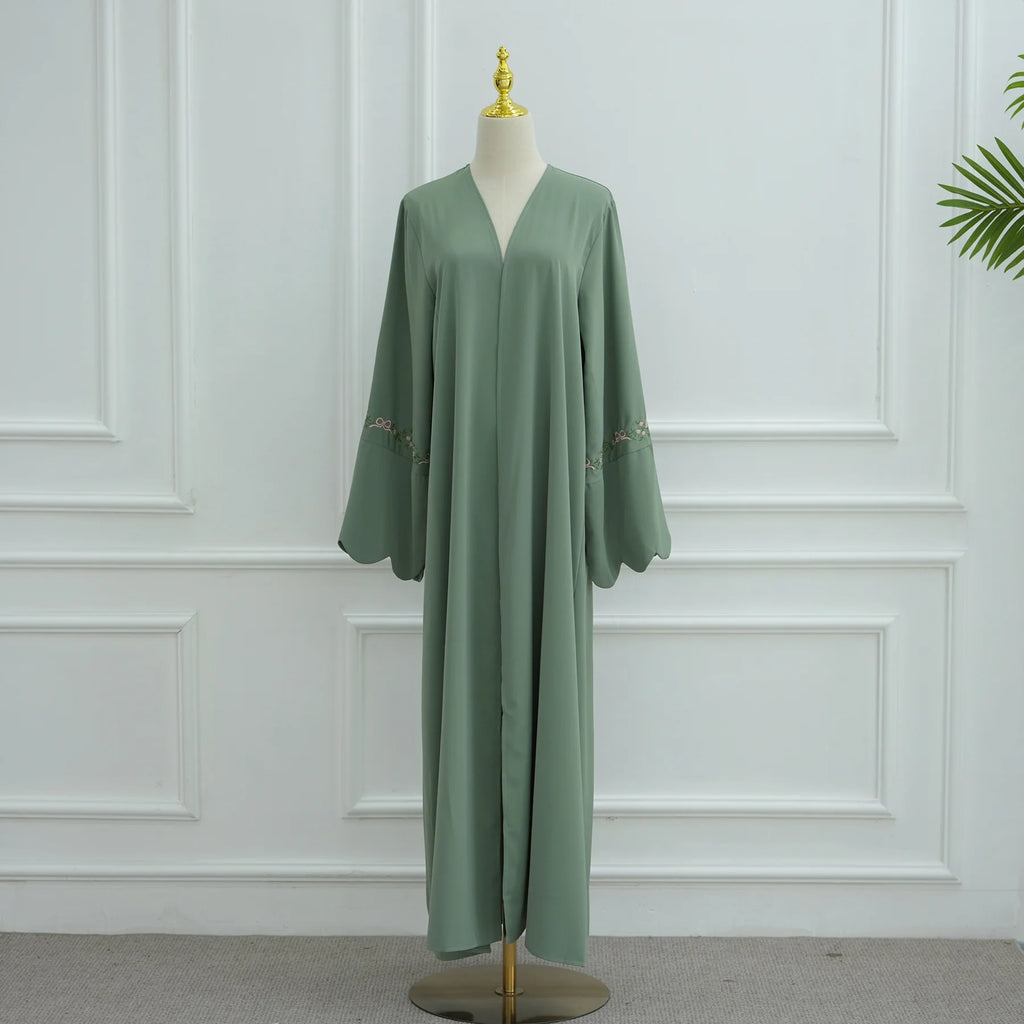 Embroidery Open Abaya and Hijab 2 Piece Set Muslim Dress Abayas for Women Dubai Luxury Islamic Clothing Kaftan Robe Ramadan Eid