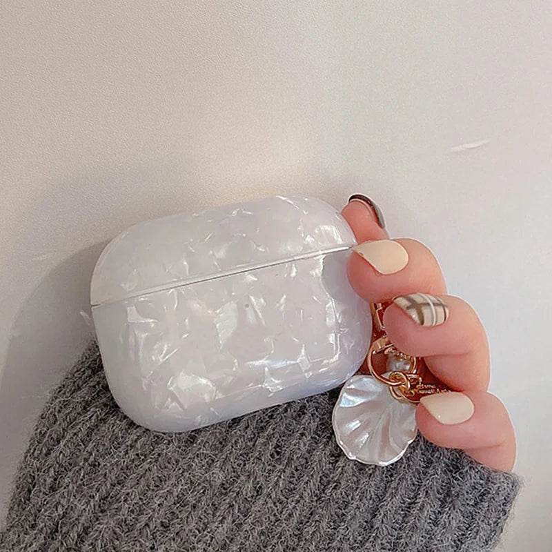 Luxury Girls Pearl Case Protective Shell with Keychain For AirPods 4 3 2 1 Pro Wireless Earphone Accessories Headphone Box Cover