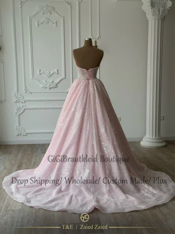 GiGiBraut Sweetheart Evening Dress with Pearls A-Line Lacing up Formal Party Gown for Women Customizable Floor-Length Tulle