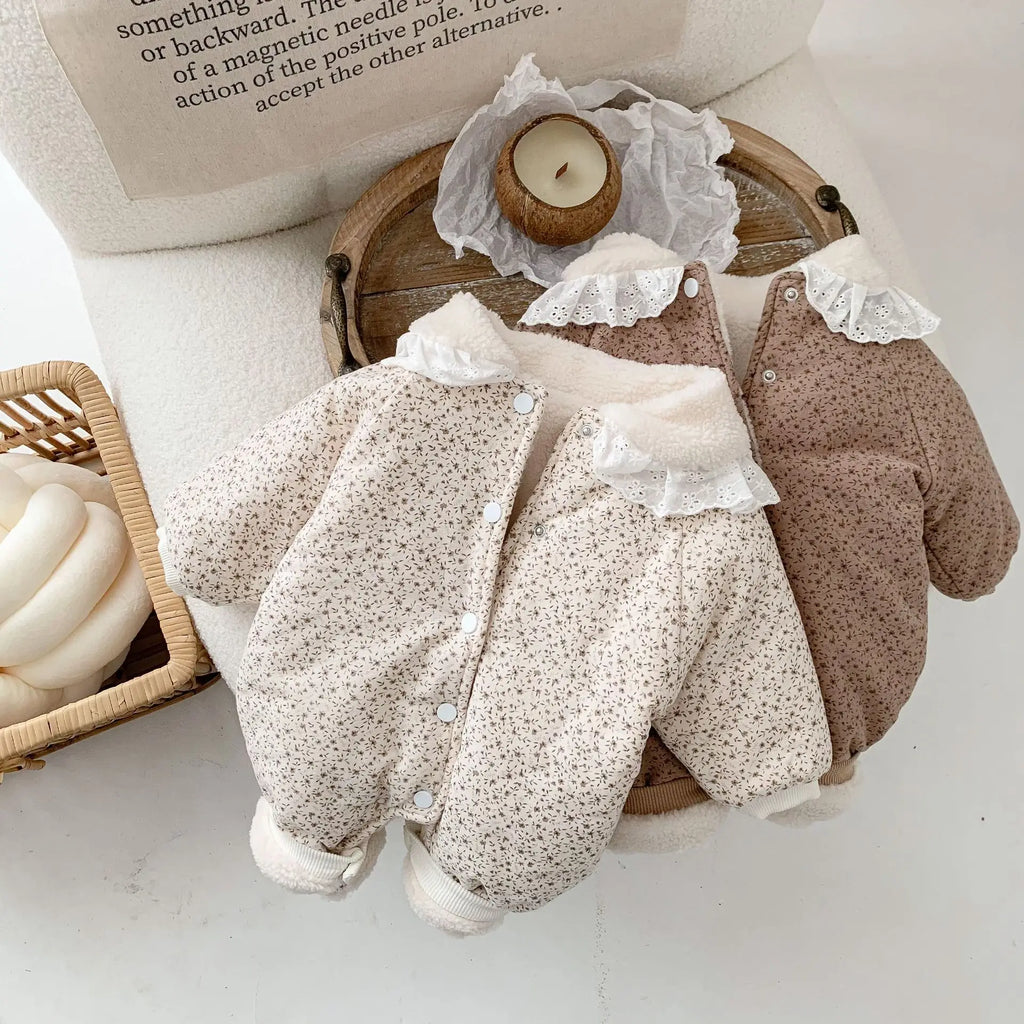 2025 Winter Plush Thicken Baby Romper Toddler Girls Boys Jumpsuit One-Pieces Bodysuits Baby Padded Thickened Crawling Suit