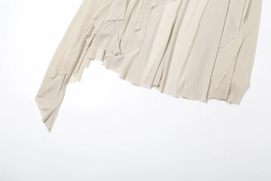 Nibber 2024 Summer Solid Color Simple All-match Casual Sexy Fimbriate High Street Trendy Cool Women's Laminated Ruffled Skirt