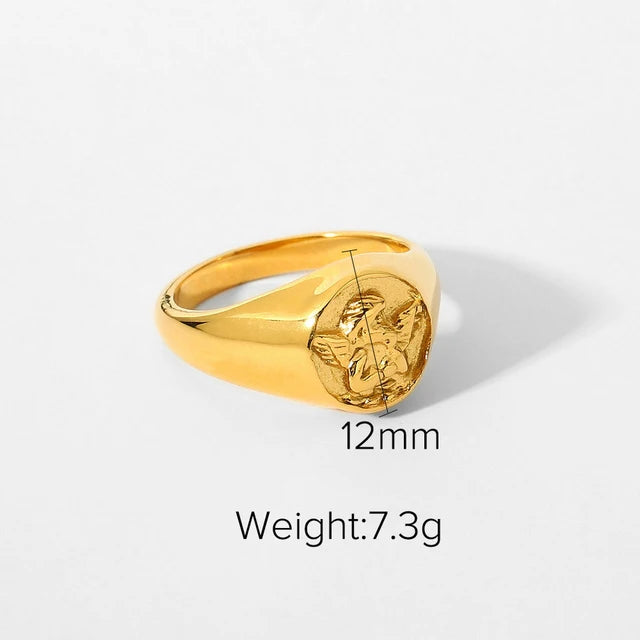 Stainless Steel Chubby Rings for Women With Zircon Shell Understated Delicate Female Engagement Jewelry