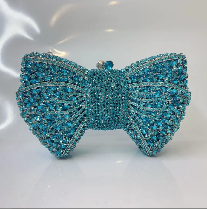 Newest Rhinestone Green/Black Clutch Purse Bow Luxury Diamond Women Red Evening Clutches Bags Wedding Bridal Bag Stones Handbags