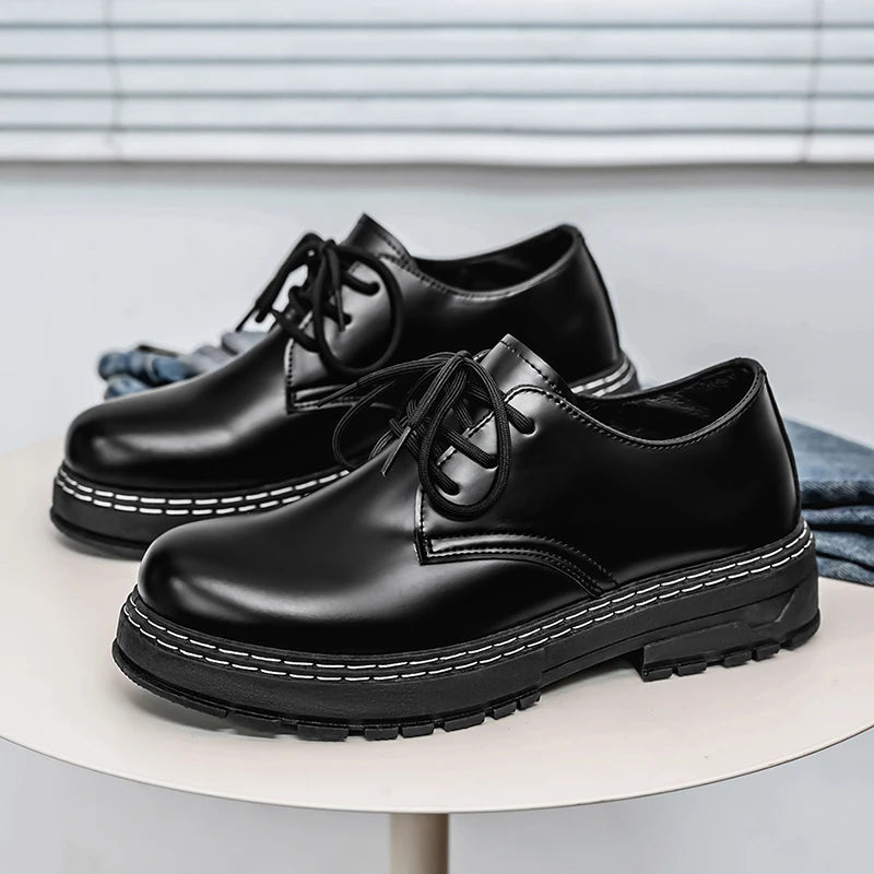Men's Casual Loafers Black Fashionable Dress Shoes Elegant Formal Footwear Comfortable Slip-On Footgear