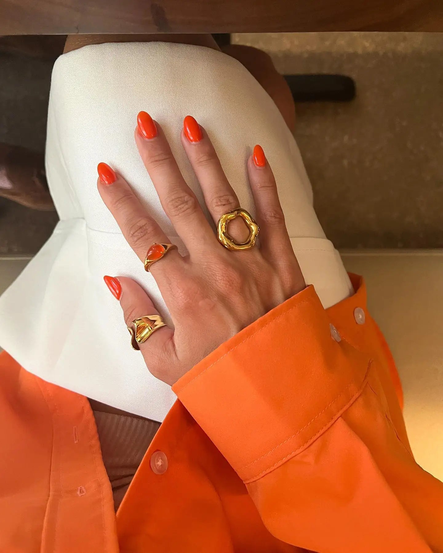 Uworld Top Quality Geometric Wide Stainless Steel Ring 18K Gold Color Waterproof Fashion Minimalist Statement Charm Jewelry Wome
