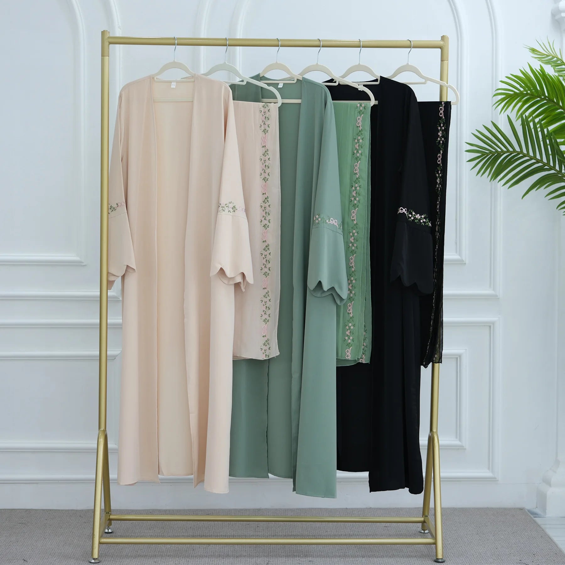 Embroidery Open Abaya and Hijab 2 Piece Set Muslim Dress Abayas for Women Dubai Luxury Islamic Clothing Kaftan Robe Ramadan Eid
