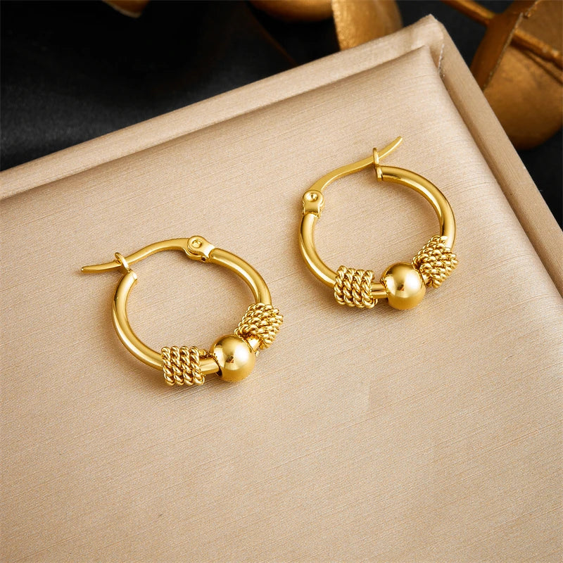 DIEYURO 316L Stainless Steel Love Pearl Round Square Fan Shaped Irregular Design Earrings Women New Trend Ear Jewelry Gift Party
