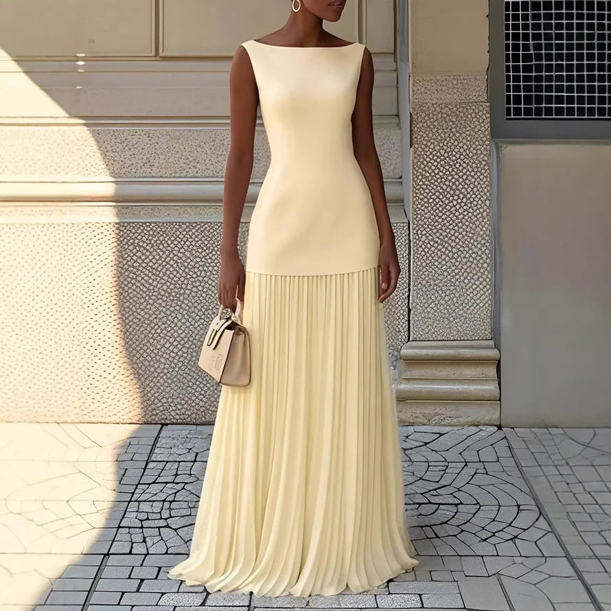 2025 Spring and Autumn Fashion Elegant Dress Party Vest Overskirt Pleated Women's Two-piece Set