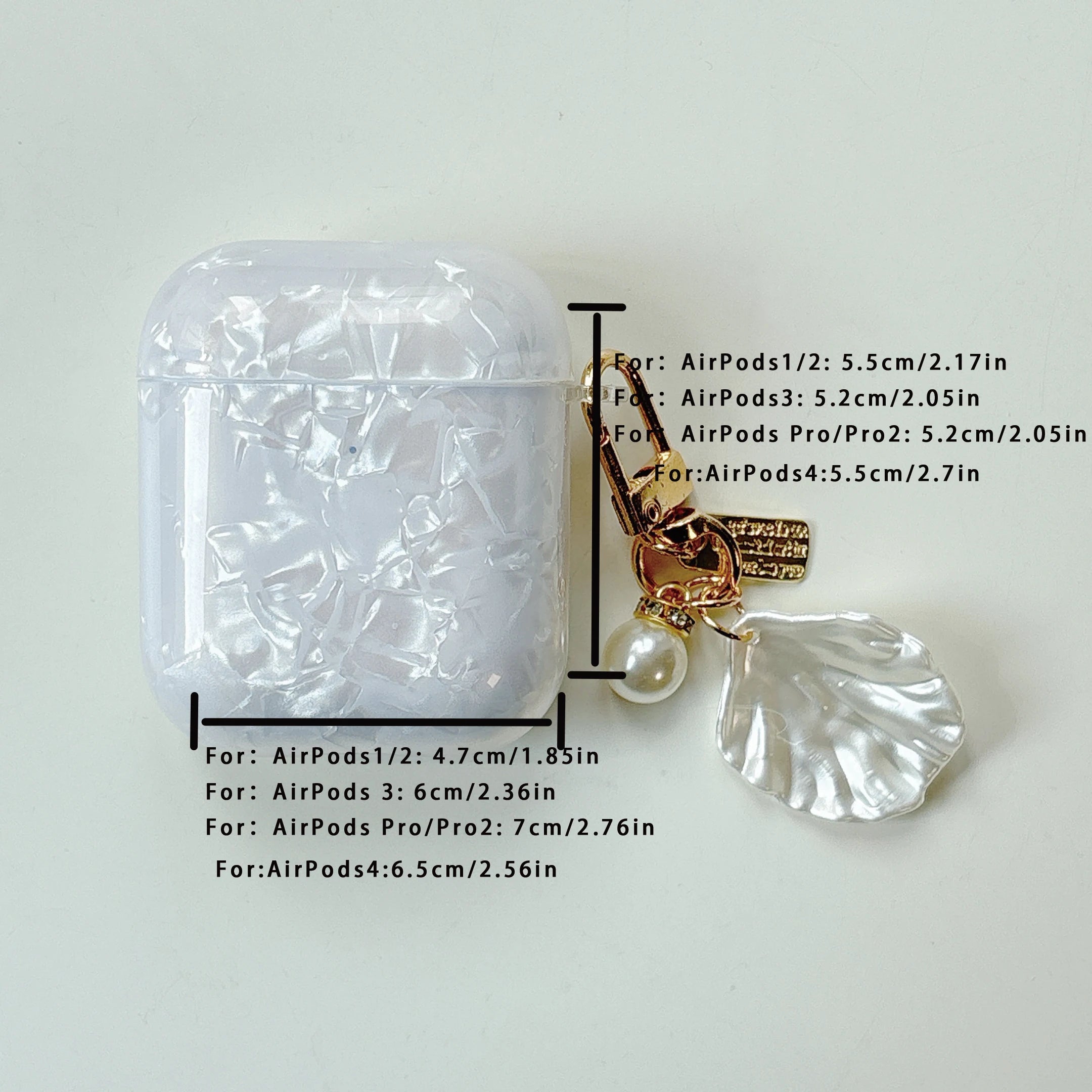 Dreamy Pearl Shell Soft Case with Keychain for AirPods Pro and 2 Airpods 4 3 2 Wireless Earphone Accessories Headphone Box Cover