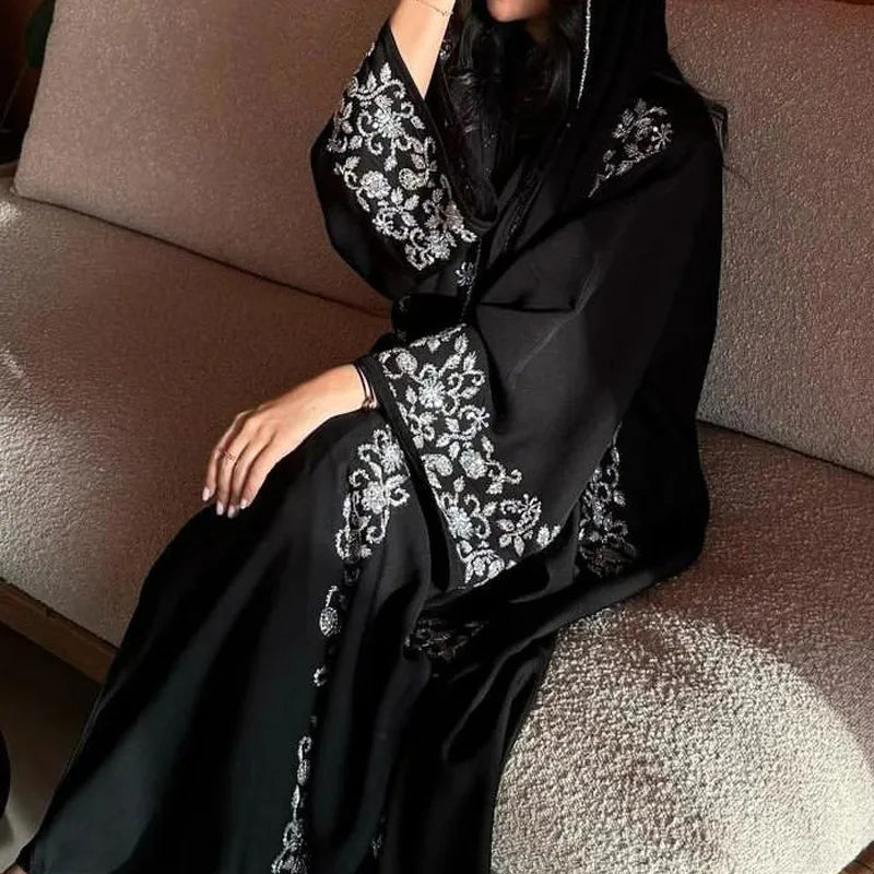 Muslim Women Dresses 3 Piece Sets Scarf Abaya Diamonds Ramadan Morocco Dubai Kaftan Party Vestidos Arab Long Robe Abayas Suits