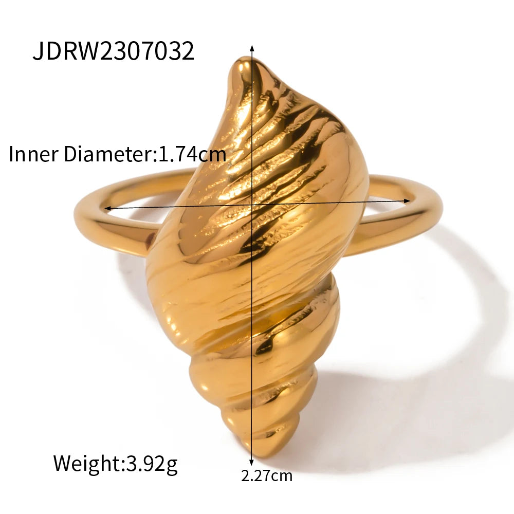 Uworld Top Quality Geometric Wide Stainless Steel Ring 18K Gold Color Waterproof Fashion Minimalist Statement Charm Jewelry Wome