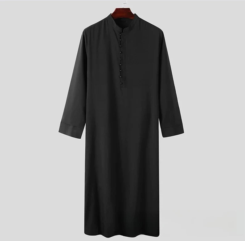 2026 Arab Middle East Men's Robe Loose Stand-up Collar New Round Neck Robe
